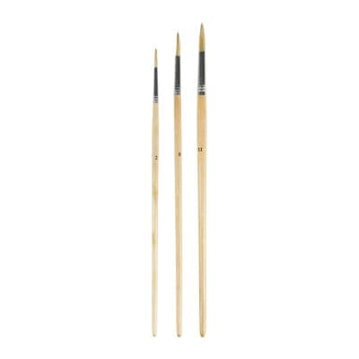 GIANT KINGKONG Artist Brush Set Natural Wood Handle AB-034, No.2,8,11 (Pack 3 Pcs.)