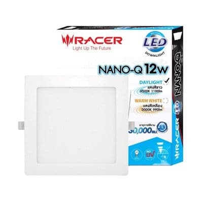 โคมดาวน์ไลท์หน้าเหลี่ยม 4 นิ้ว LED 12W Daylight RACER รุ่น NANO-Q 12W DL65 สีขาว