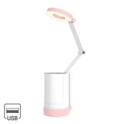 Study Lamp Rechargeable (LED 5W) LUZINO TGX-781(WH+PK) Size 9.3 x 9.3 x 14.1 CM. White - Pink