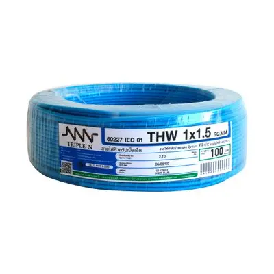 Electric Cable NNN IEC 01 THW Size 1 x 1.5 Sq.mm Lenght 100 Meter L-Blue