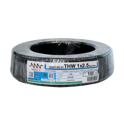 Electric Cable  NNN IEC 01 THW Size 1 x 2.5 Sq.mm. Lenght 100 Meter Black