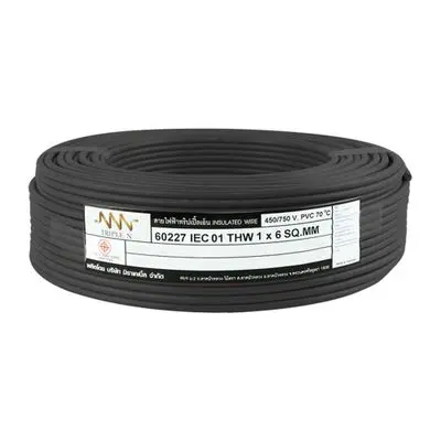 สายไฟ (ตัดขายเป็นเมตร) NNN รุ่น IEC 01 THW ขนาด 1 x 6 ตร.มม. สีดำ