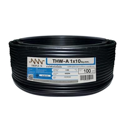 Electric Cable NNN THW-A Size 1 x 10 Sq.mm. Length 100 Meter Black
