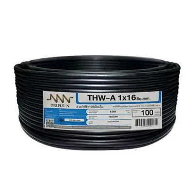 Electric Cable NNN THW-A Size 1 x 16 Sq.mm. Length 100 Meter Black