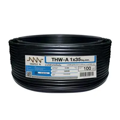 Electric Cable NNN THW-A Size 1 x 35 Sq.mm. Length 100 Meter Black