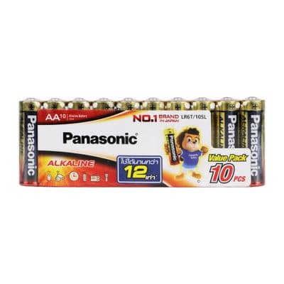 Battery Alkaline AA PANASONIC LR6T/10SL (Pack 10 Pcs.) Gold