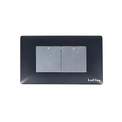2 Gang 1 Way Flat Switch With LED LUZINO  E15-BK2A Black - Silver