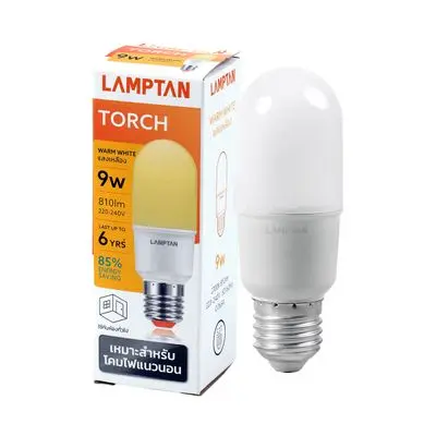 หลอดไฟ LED 9 วัตต์ Warm White LAMPTAN รุ่น TORCH E27