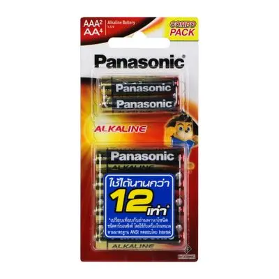 Battery Alkaline PANASONIC K-KJL6TA Size AA (4 Pcs.) + AAA (2 Pcs.) Red