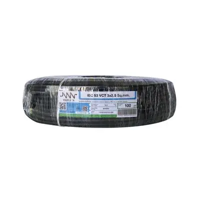 Electric Cable NNN IEC 53 Size 3 x 2.5 Sq.mm. Length 100 Meter Black