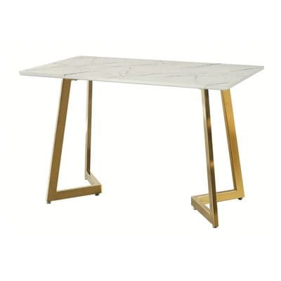 Artificial Marble Dining Table CALINA ADS-B10 Size 120 x 70 x 75 cm White-Cream