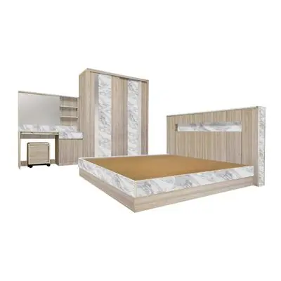 Bedroom Set CALINA Stone (3 pcs/set) 6 ft. Beach Ash-White Volakas