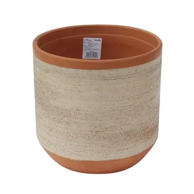 Ceramic Pot FONTE No.92156 Terracotta - White
