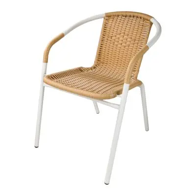 Steel PE Rattan BISTRO Chair FONTE No.152.092R Off White - Beige