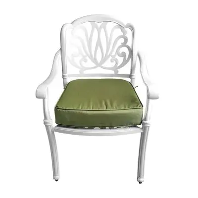 FONTE Cast Aluminum Outdoor Chair T-Spum Green Cushion (145.716CS), White - Green
