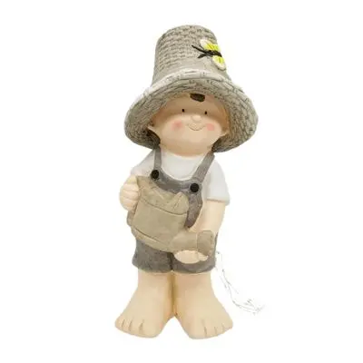 FONTE Polyresin Standing Boy Holding Watercan with Solar Light (GB32-232062B)