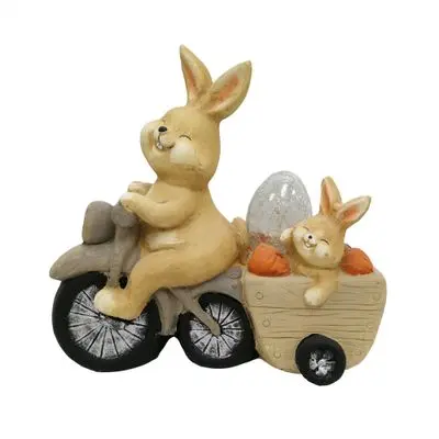 FONTE Polyresin Rabbit Riding Motorbike with Solar Light (GB32-232127)