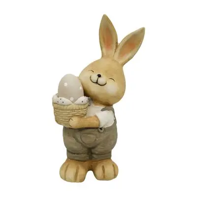 FONTE Polyresin Boy Rabbit Holding Basket&Egg with Solar Light (GB32-232119B)
