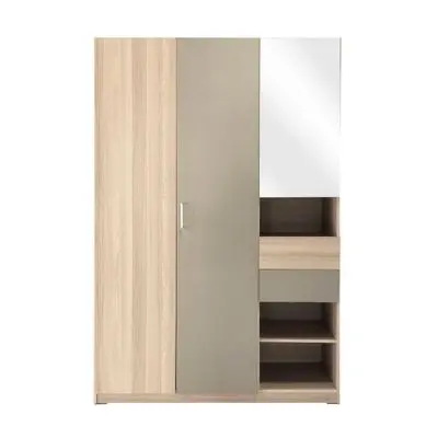 KASSA 2 Doors Wardrobe with Drawer (Moana), 135 cm, White Maple Sand Color