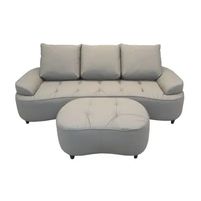 CALINA 3-Seat PU Sofa (APPLE), 220 cm., Grey Color