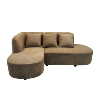 CALINA L-Shape Left Fabric Sofa (RIDER), 220 cm., Brown Color