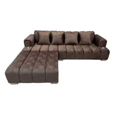 CALINA Modular Fabric Sofa with Stool (EVE), 265 cm, Dark Brown Color
