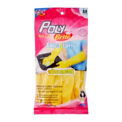 Nature Latex Gloves Extra Long POLY BRITE No. 933-22D Size M Yellow