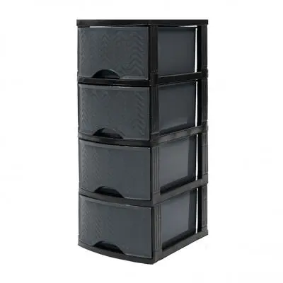 4 Tiers Drawer Storage KASSA HOME PSM-Rattan4 Size 34.2 CM. Grey - Black