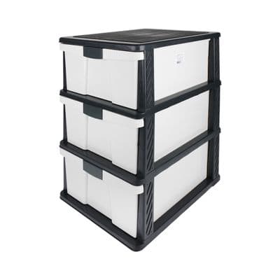 3 Tiers Drawer Storage KASSA HOME API-1057M3 Size 50 CM. White - Grey