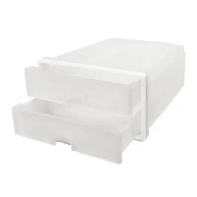KASSA HOME Stackable Drawer Storage With 2 Compartments (IBS-3979) Size 34.5 x 43 x 18 cm Clear
