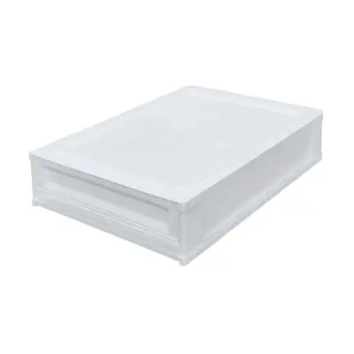 KASSA HOME Moza Stackable Plastic Drawer (WIN-DRW-4050-S), 40 x 50 x 12.35 cm, White Color