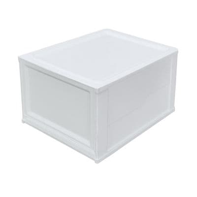 KASSA HOME Moza Stackable Plastic Drawer (WIN-DRW-4050-XL), 40 x 50 x 29.85 cm, White Color