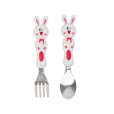 SANDI Bunny Spoon and Fork Set (UTLB-0032-3) Red - White