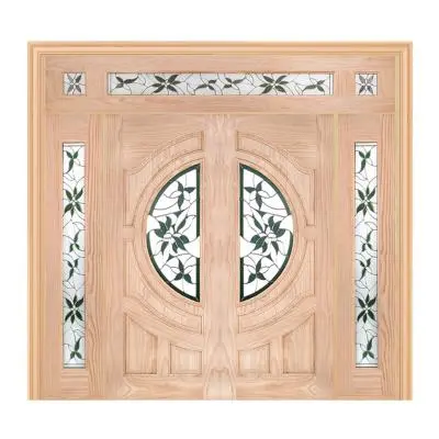 New Zealand Pine Wood Art Glass Door WINDOORS GLARING GREEN Com16 Size 80 x 200 cm