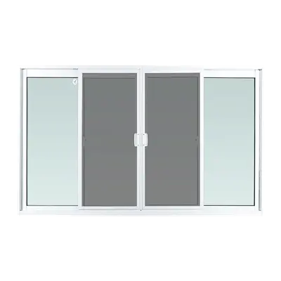หน้าต่างอะลูมิเนียมบานเลื่อน FRAMEX รุ่น 4 บาน+มุ้ง FSSF ขนาด 180 x 110 ซม. สีขาว