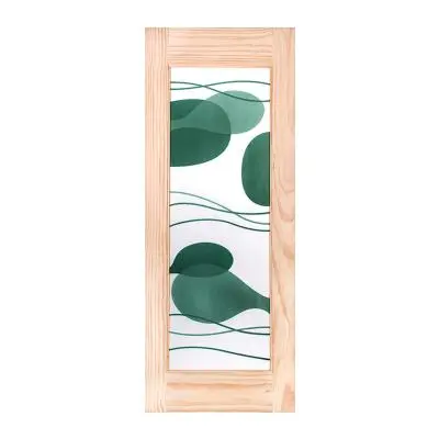New Zealand Pine Art Glass Door WINDOORS S.PRICE 25 Size 80 x 200 cm (Undrilled Doorknob Hole)