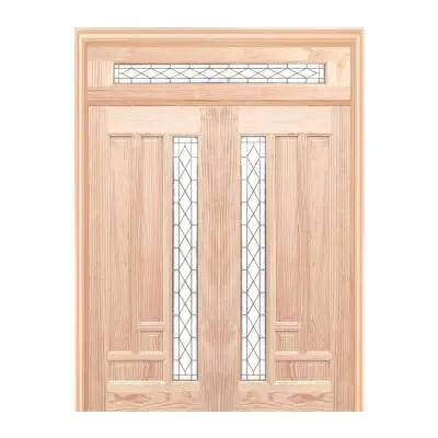 New Zealand Pine Art Glass Door WINDOORS PYRAMID Com14 Size 80 x 200 cm (Undrilled Doorknob Hole)