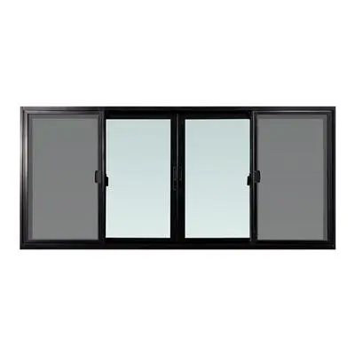 หน้าต่างอะลูมิเนียมบานเลื่อน FRAMEX รุ่น 4 บาน+มุ้ง FSSF ขนาด 240 x 110 ซม. สีดำ