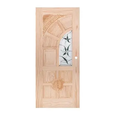 New Zealand Pine Door and Mirror WINDOORS CHAIYAPRUEK Com6, 90 x 200 cm (Undrilled Doorknob Hole)