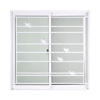 FRAMEX Aluminium Sliding Window Grilles With Bird Decoration (2 Panels SS) Size 100 x 100 cm White