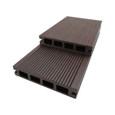 Floor Plank Hollow Pattern THAISUN Groove - Grain Pattern Size 13.5 x 240 x 2.5 cm Chocolate  Brown