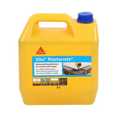 Plastocrete Waterproofing Admixture for Concrete & Mortar SIKA No. 1017 Size 5 L. Clear