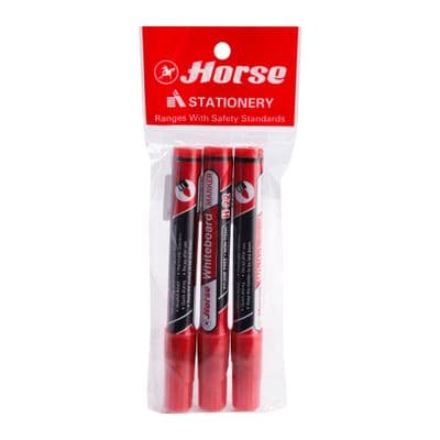Whiteboard Marker HORSE H-22 (Pack 3 Pcs.) Red