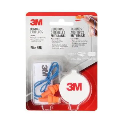 Disposable PU Foam Earplugs with Cord 3M No. 70006987054 Size M Orange - Blue