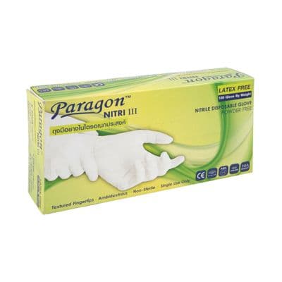 ถุงมือยาง ไนไตร PARAGON รุ่น 75-253328 ขนาด L (แพ็ค 100 ชิ้น) สีขาว