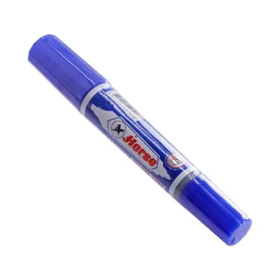 ปากกาเคมี 2 หัว HORSE (แพ็ก 12 ด้าม) สีน้ำเงิน