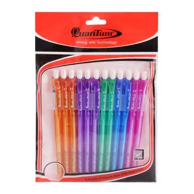 ปากกา QUANTUM รุ่น Gelo Plus 007 Rainbow ขนาด 0.7 มม. (แพ็ก 12 ด้าม) หลายสี