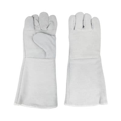 Heat-Resistant Split Leather Gloves PRODIGY SAFE Size 16 Inch. Grey