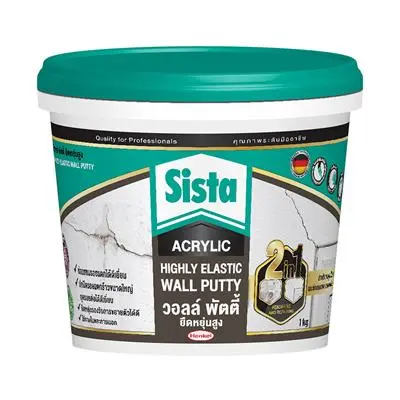 Highly Elastic Acrylic Wall Putty SISTA No.2005149 Size 1 kg White