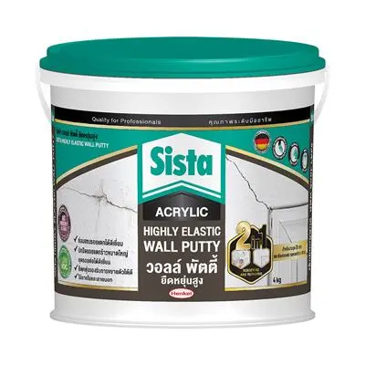 Highly Elastic Acrylic Wall Putty SISTA No.2101160 Size 4 kg White